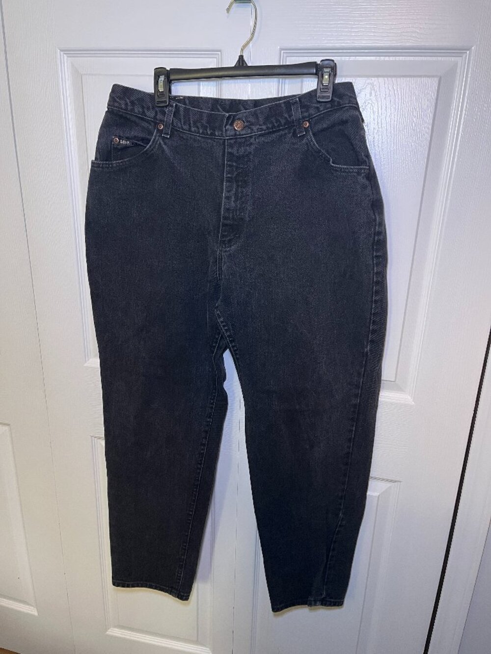 Lee Size 18 Med Black High Rise Tapered Jeans